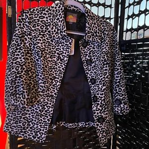 Black & white animal print blazer .
